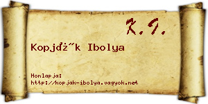 Kopják Ibolya névjegykártya